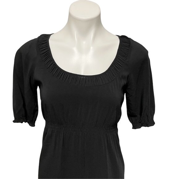 Theory Black Scoop Neck Half Sleeve Dazzell Charm Silk Blend Dress - Picture 2 of 8